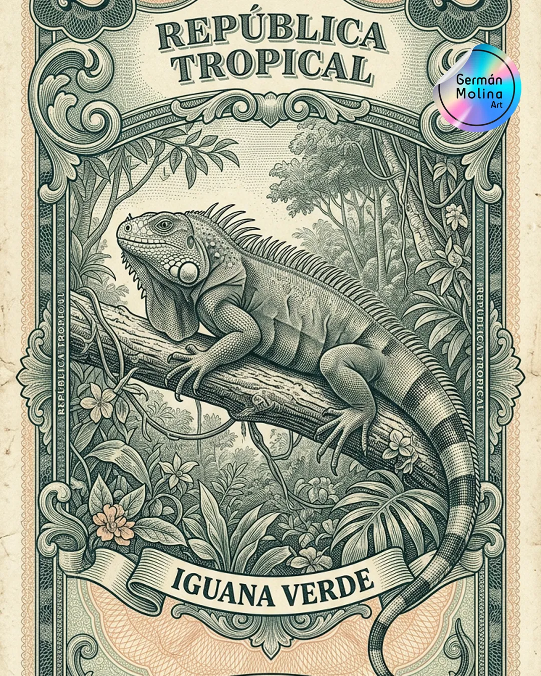 Iguana2 fauna colombiana ilustración