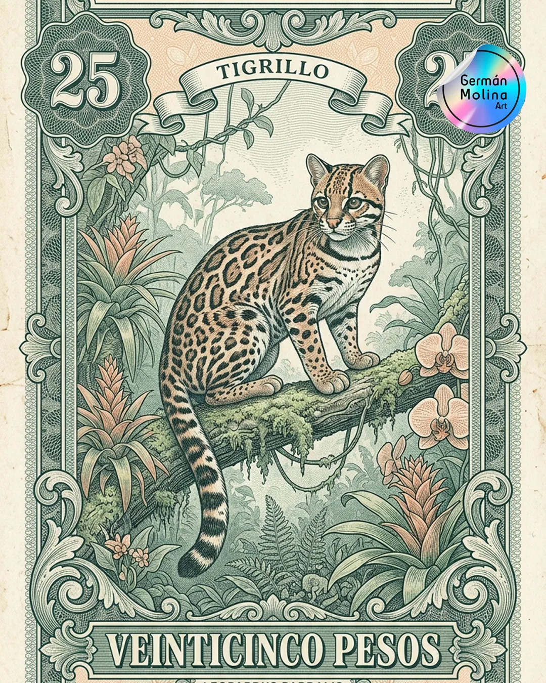 Tigrillo2 fauna colombiana ilustración
