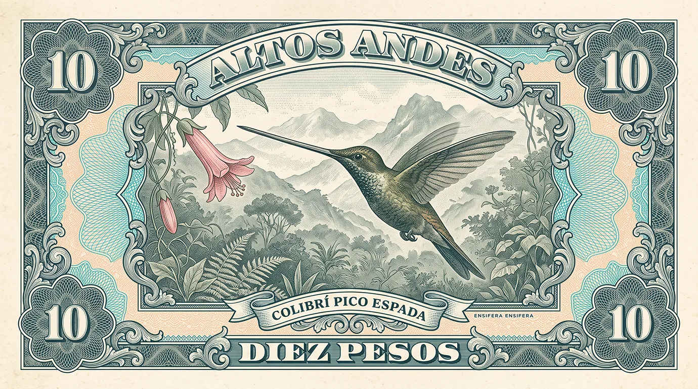 aves de Colombia ilustración colibri pico espada aves de Colombia ilustración