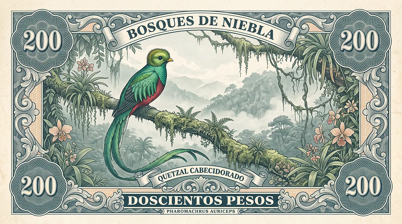 aves de Colombia ilustración quetzal