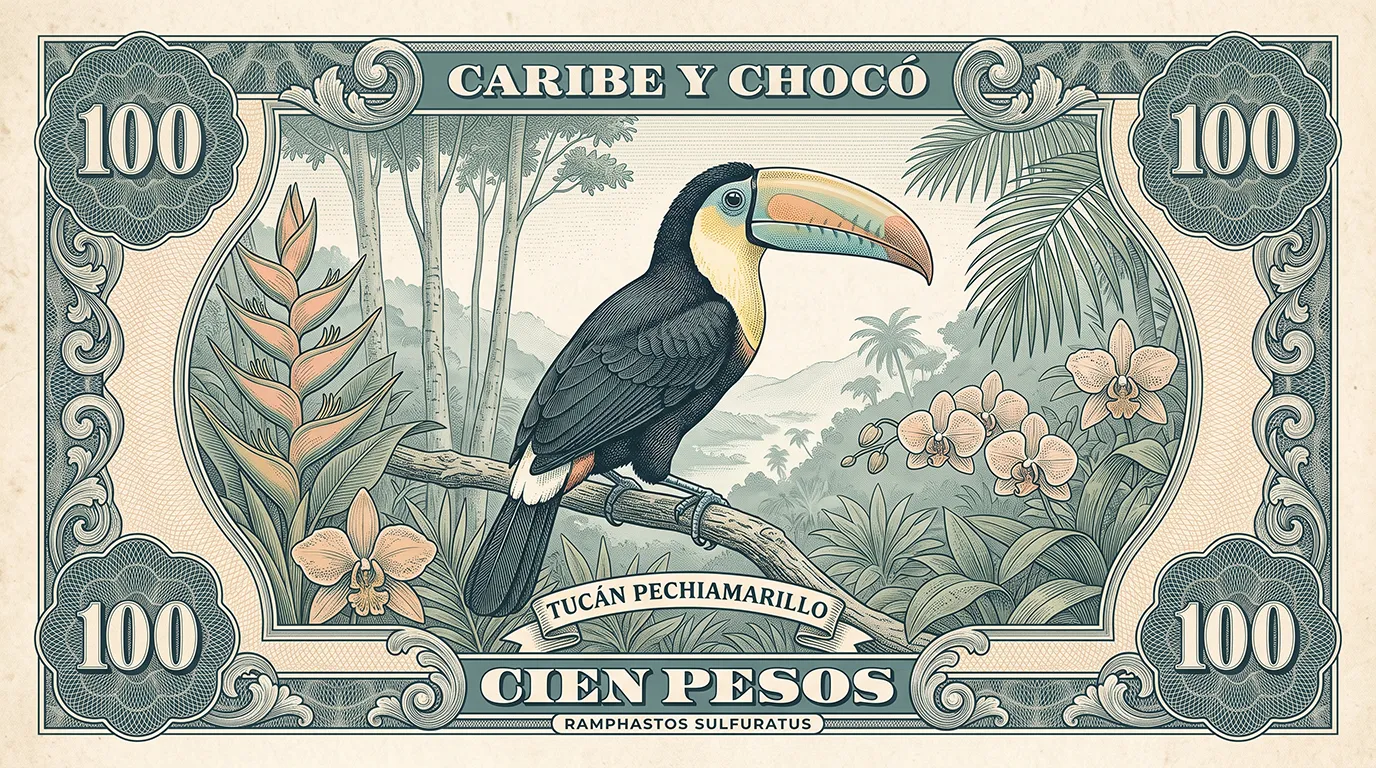 aves de Colombia ilustración tucan