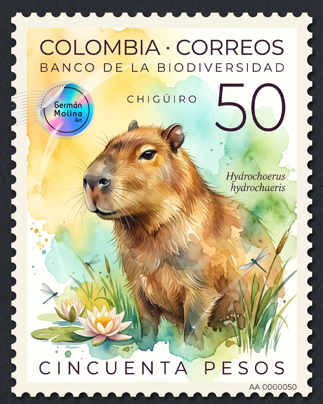 conservación de la biodiversidad en Colombia Chiguiro Acuarela conservación de la biodiversidad en Colombia