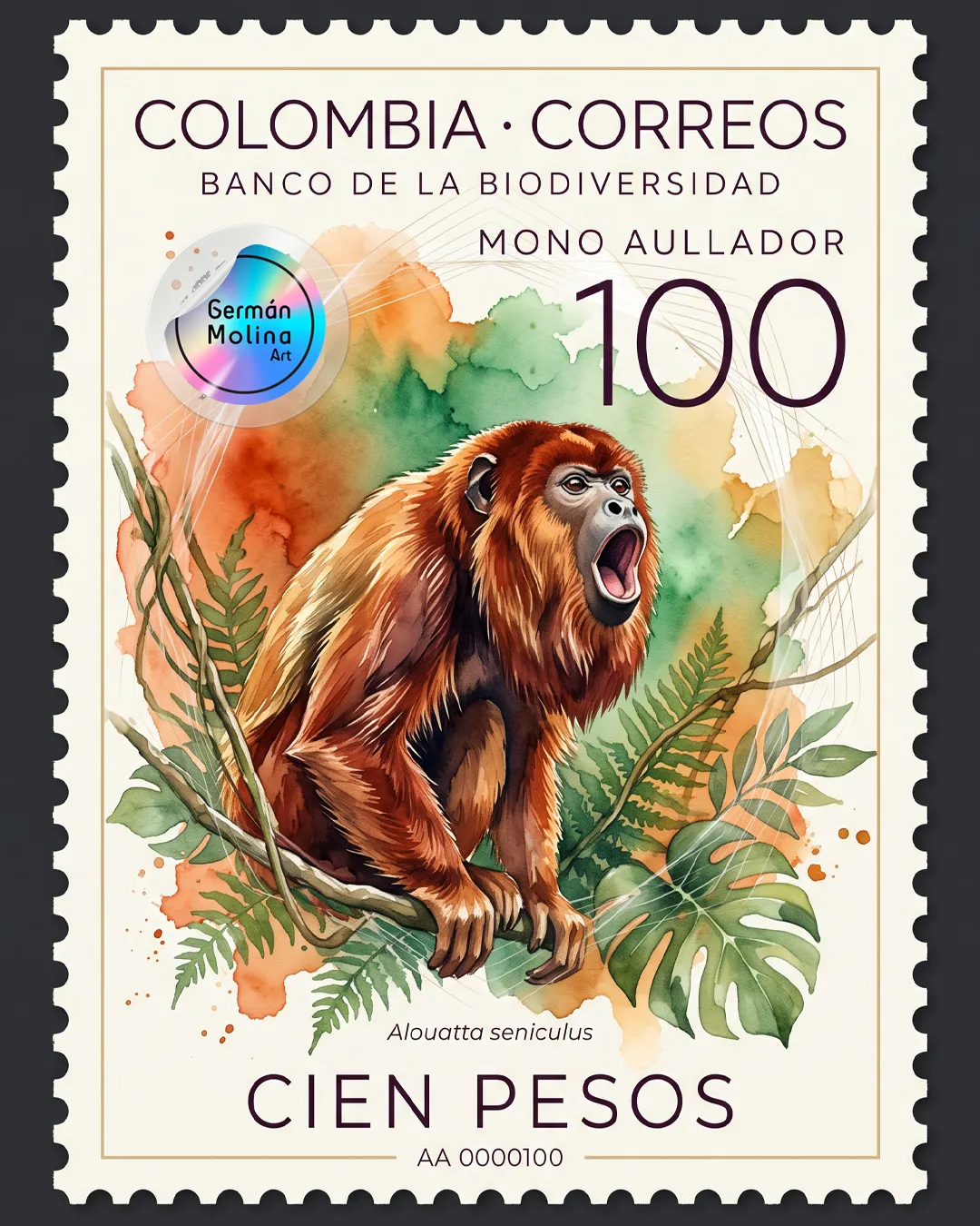 conservación de la biodiversidad en Colombia Mono Aullador Acuarela