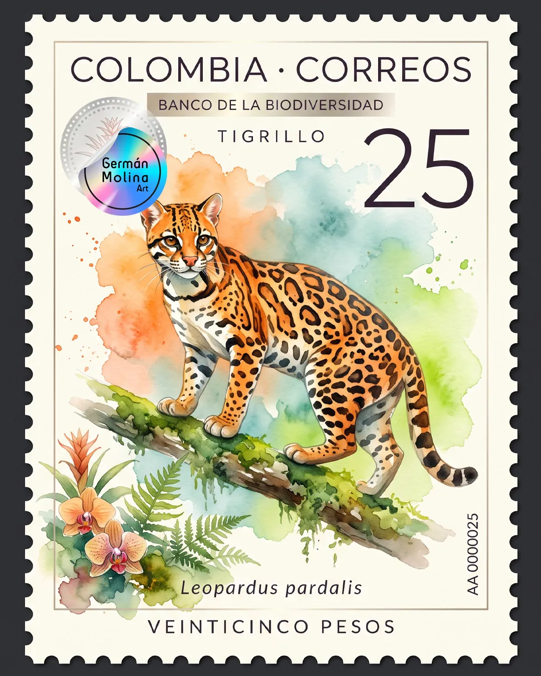 conservación de la biodiversidad en Colombia Tigrillo Acuarela conservación de la biodiversidad en Colombia